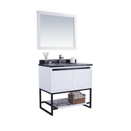 LAVIVA Alto 36, White Cabinet & Black Wood Countertop 313SMR-36W-BW